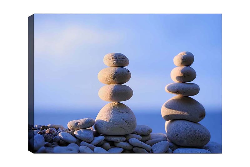 Canvastavla 70x100 cm - Stabila stenar i en harmonisk balans - Ljusgrå / Beige / Blå - Inredning & dekor - Tavlor & konst - Canvastavla
