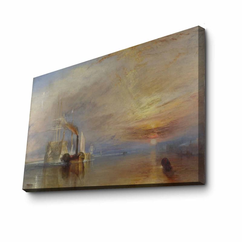 Canvastavla 70x100 cm - Stämningsfull sjöscen med ångbåtar som seglar under en färgsprakande himmel - Blå / Orange / Grå - Inredning & dekor - Tavlor & konst - Canvastavla