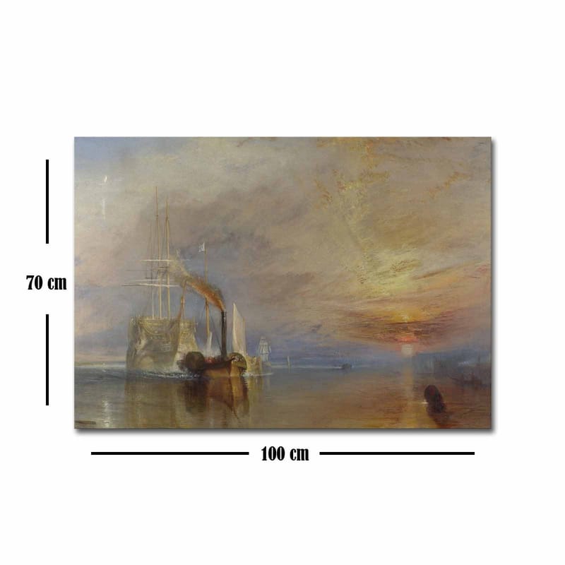 Canvastavla 70x100 cm - Stämningsfull sjöscen med ångbåtar som seglar under en färgsprakande himmel - Blå / Orange / Grå - Inredning & dekor - Tavlor & konst - Canvastavla