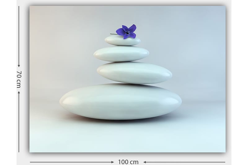 Canvastavla 70x100 cm - Stapel av vita stenar med en lila blomma på toppen - Vit / Lila - Inredning & dekor - Tavlor & konst - Canvastavla