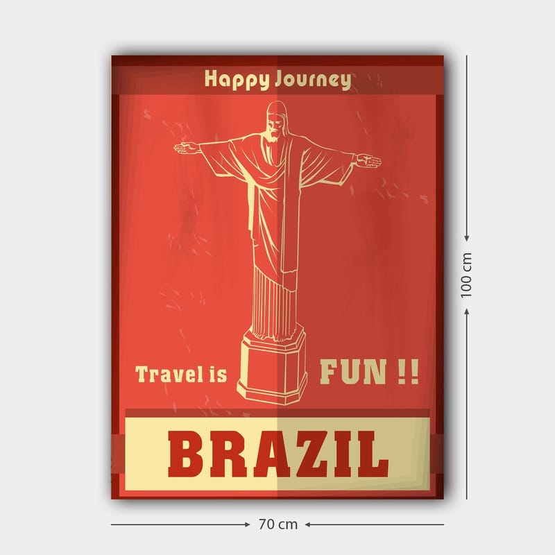Canvastavla 70x100 cm - Stiliserad avbildning av Kristusstatyn i Rio de Janeiro med en glad resebudskap - Röd / Beige - Inredning & dekor - Tavlor & konst - Canvastavla