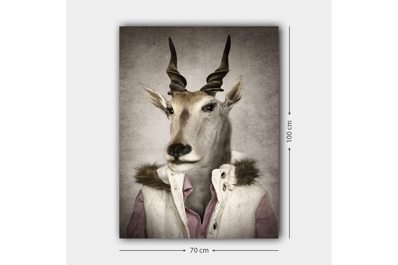 Canvastavla 70x100 cm - Stiliserad bild av en antilopklädd i en modern jacka med krage - Beige / Vit / Grå - Inredning & dekor - Tavlor & konst - Canvastavla