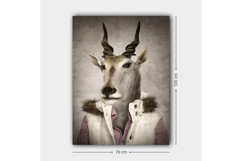 Canvastavla 70x100 cm - Stiliserad bild av en antilopklädd i en modern jacka med krage - Beige / Vit / Grå - Inredning & dekor - Tavlor & konst - Canvastavla