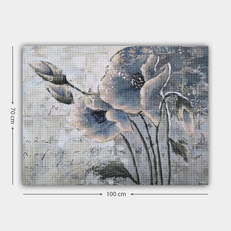Canvastavla 70x100 cm - Stiliserad blomma i dämpade blå och grå toner - Blå / Grå - Inredning & dekor - Tavlor & konst - Canvastavla