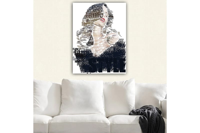 Canvastavla 70x100 cm - Stiliserad kvinna med text som betonar skönhet och självsäkerhet - Svart / Brun / Vit - Inredning & dekor - Tavlor & konst - Canvastavla