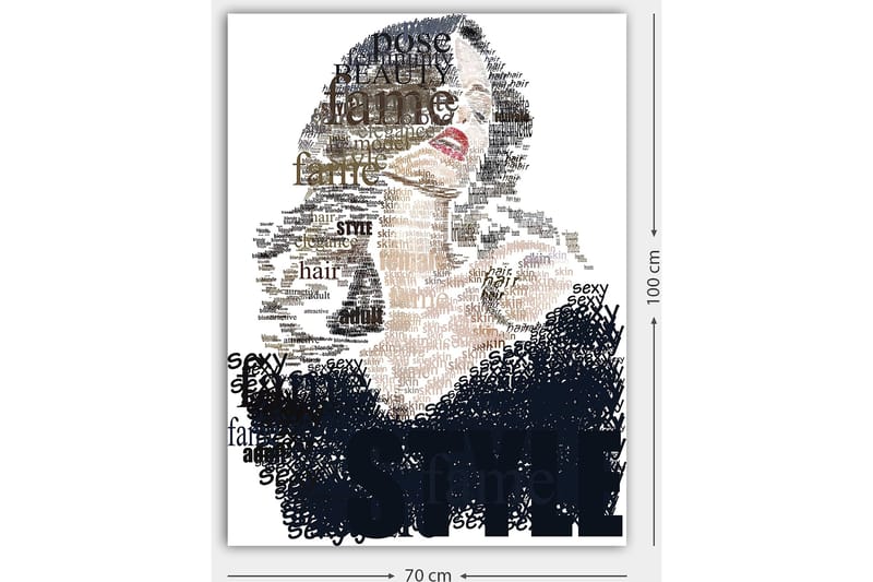 Canvastavla 70x100 cm - Stiliserad kvinna med text som betonar skönhet och självsäkerhet - Svart / Brun / Vit - Inredning & dekor - Tavlor & konst - Canvastavla