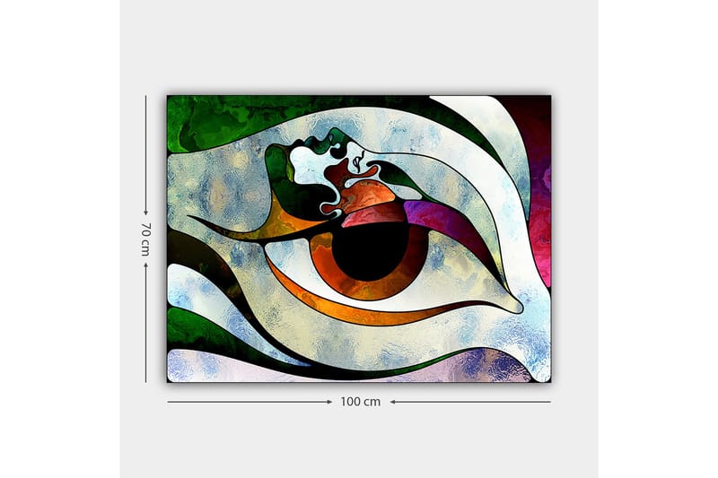 Canvastavla 70x100 cm - Stiliserad ögonform med färgglada inslag som skapar en hypnotisk effekt - Grön / Brun / Vit - Inredning & dekor - Tavlor & konst - Canvastavla