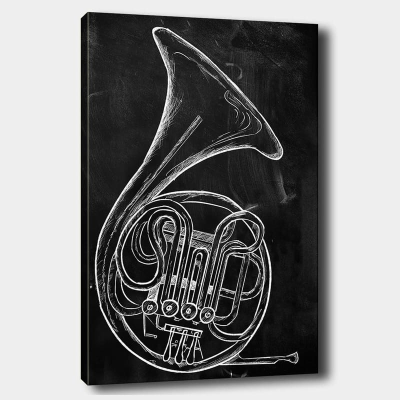 Canvastavla 70x100 cm - Stiliserad teckning av en valthorn - Vit / Svart - Inredning & dekor - Tavlor & konst - Canvastavla