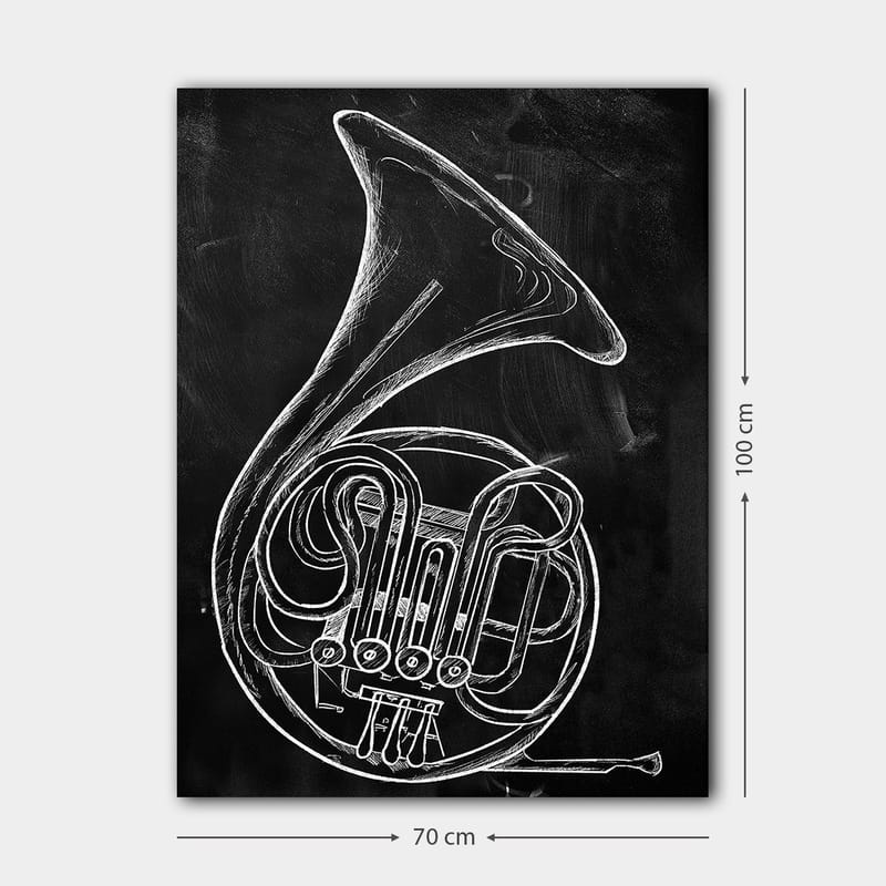 Canvastavla 70x100 cm - Stiliserad teckning av en valthorn - Vit / Svart - Inredning & dekor - Tavlor & konst - Canvastavla