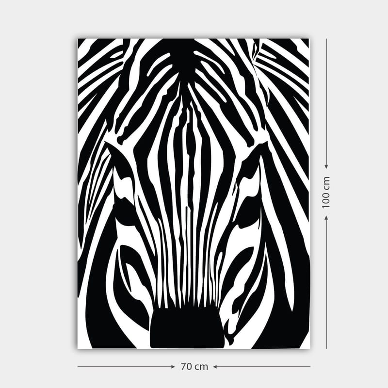 Canvastavla 70x100 cm - Stiliserad zebras ansikte med tydliga svarta och vita ränder - Svart / Vit - Inredning & dekor - Tavlor & konst - Canvastavla