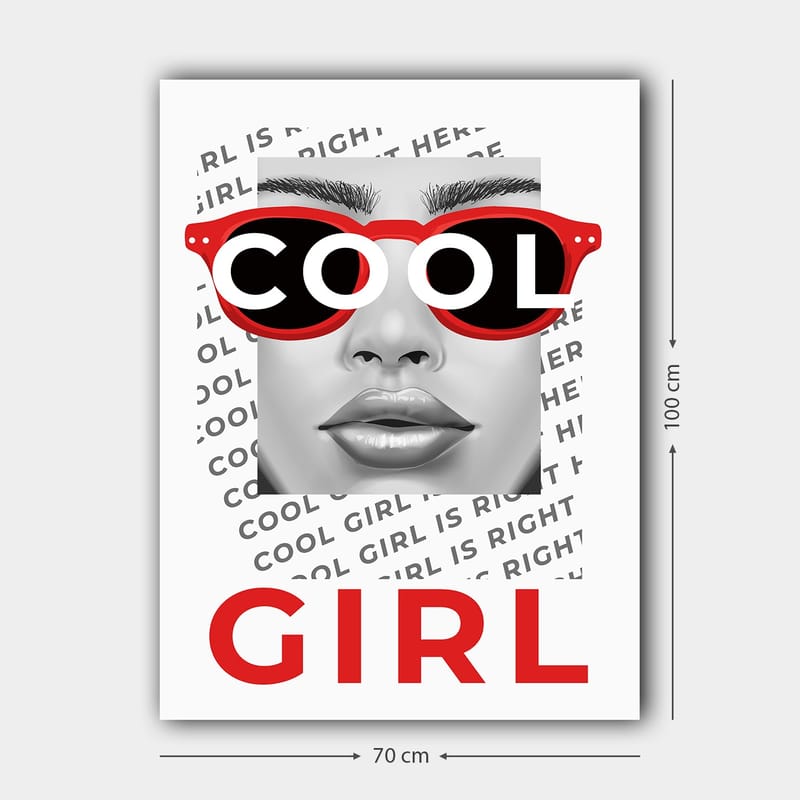 Canvastavla 70x100 cm - Stiliserad porträtt av en kvinna med coola solglasögon - Röd / Svart / Grå - Inredning & dekor - Tavlor & konst - Canvastavla