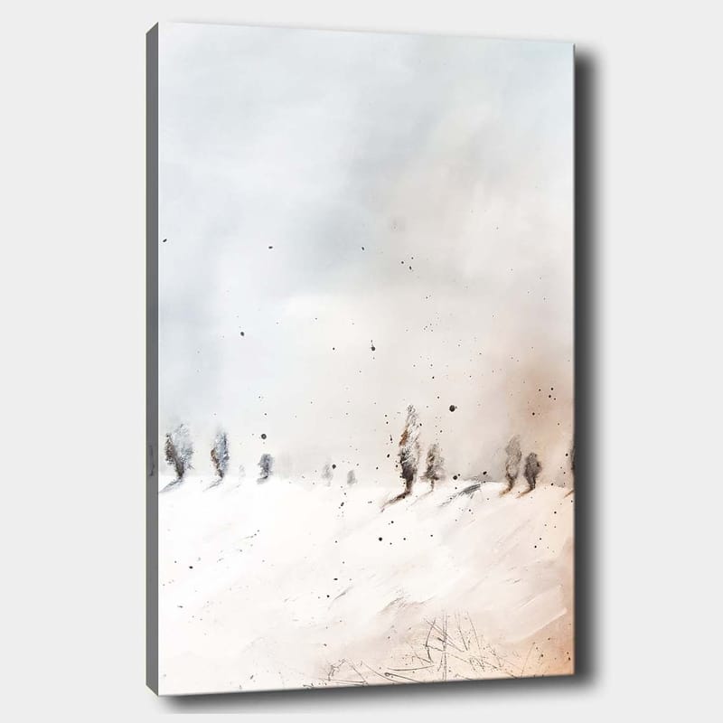 Canvastavla 70x100 cm - Stillsam vinterlandskap med snöklädda träd i fjärran - Ljusblå / Vit / Beige - Inredning & dekor - Tavlor & konst - Canvastavla