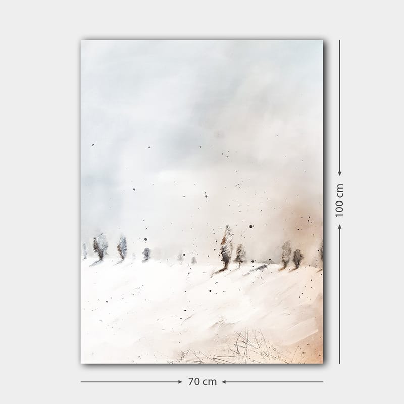 Canvastavla 70x100 cm - Stillsam vinterlandskap med snöklädda träd i fjärran - Ljusblå / Vit / Beige - Inredning & dekor - Tavlor & konst - Canvastavla