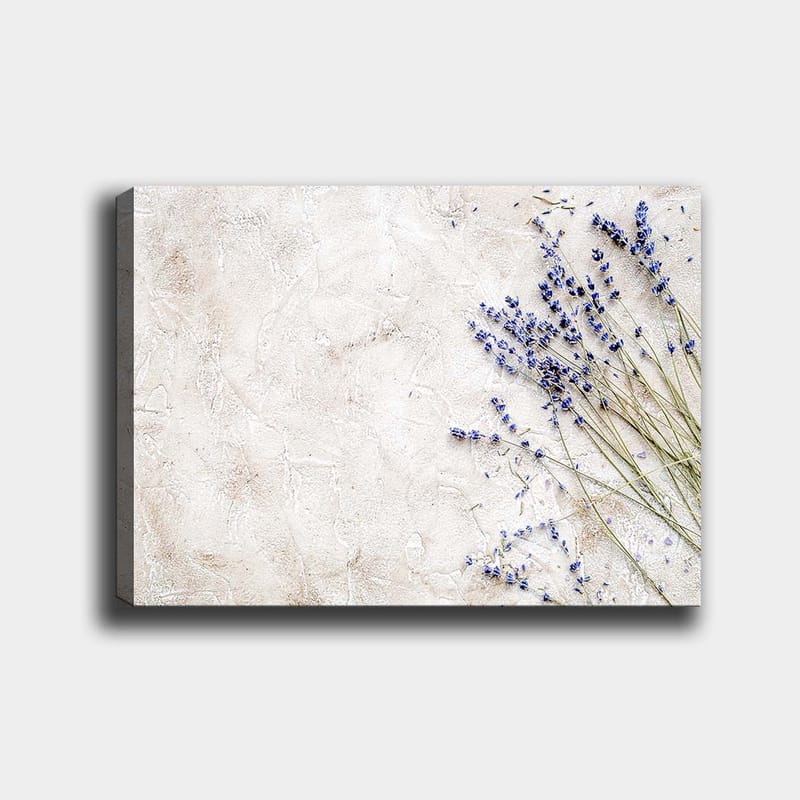 Canvastavla 70x100 cm - Stilren komposition av lavendelblommor på en ljus, strukturerad bakgrund - Ljuslila / Beige - Inredning & dekor - Tavlor & konst - Canvastavla