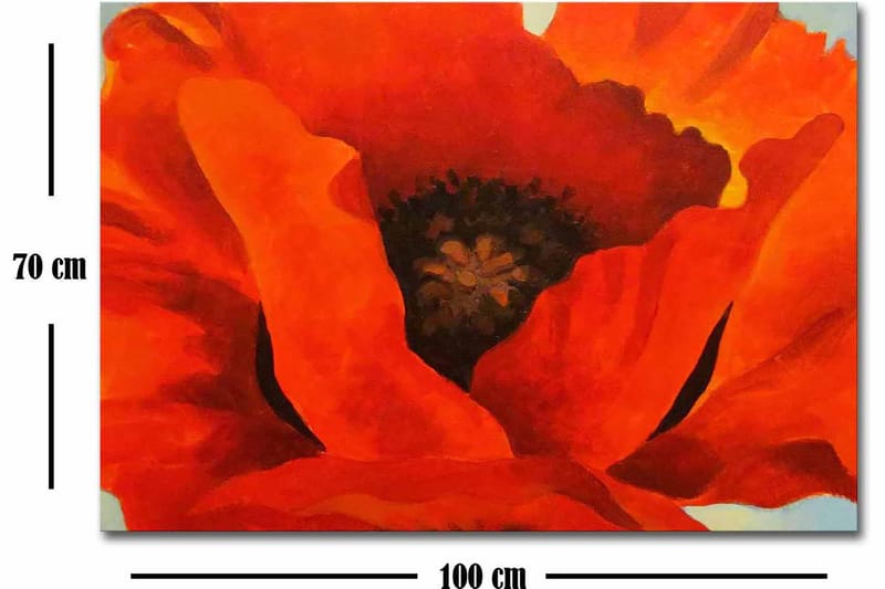 Canvastavla 70x100 cm - Stor, färgstark vallmo med intensiva röda och orangea toner - Röd / Orange - Inredning & dekor - Tavlor & konst - Canvastavla