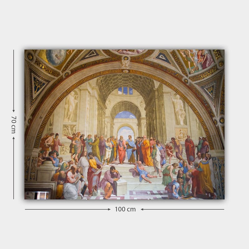 Canvastavla 70x100 cm - Stor samling av filosofer och tänkare i en storslagen arkitektonisk miljö - Blå / Röd / Beige - Inredning & dekor - Tavlor & konst - Canvastavla