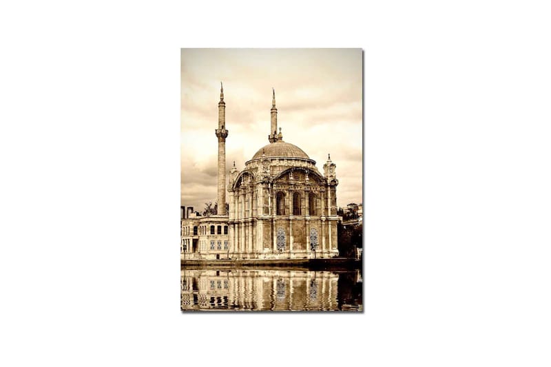 Canvastavla 70x100 cm - Storslagen moské med kupol och minareter speglad i vattnet - Beige / Brunt / Svart - Inredning & dekor - Tavlor & konst - Canvastavla