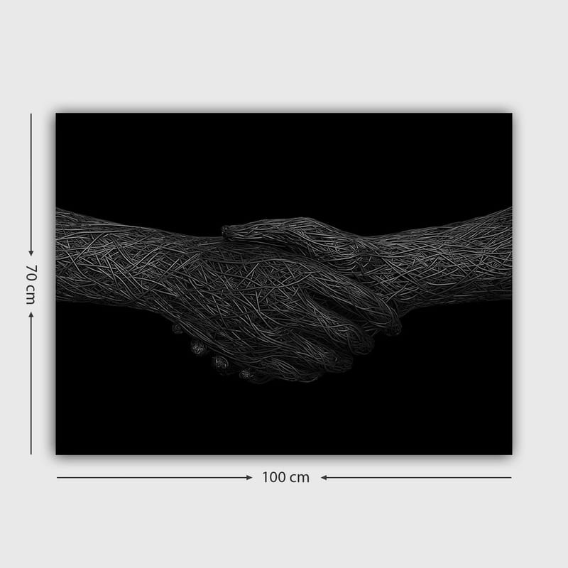 Canvastavla 70x100 cm - Två händer som skakar hand, symboliserande samarbete och enighet - Svart / Grå - Inredning & dekor - Tavlor & konst - Canvastavla