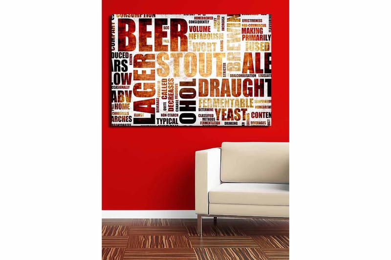 Canvastavla 70x100 cm - Typografisk komposition med fokus på olika ölsorter och bryggningstermer - Mörkbrun / Beige / Svart - Inredning & dekor - Tavlor & konst - Canvastavla