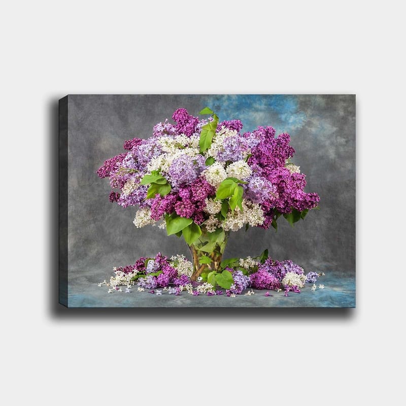 Canvastavla 70x100 cm - Vacker bukett av syrener i olika nyanser av lila och vitt - Lila / Vit / Grön - Inredning & dekor - Tavlor & konst - Canvastavla