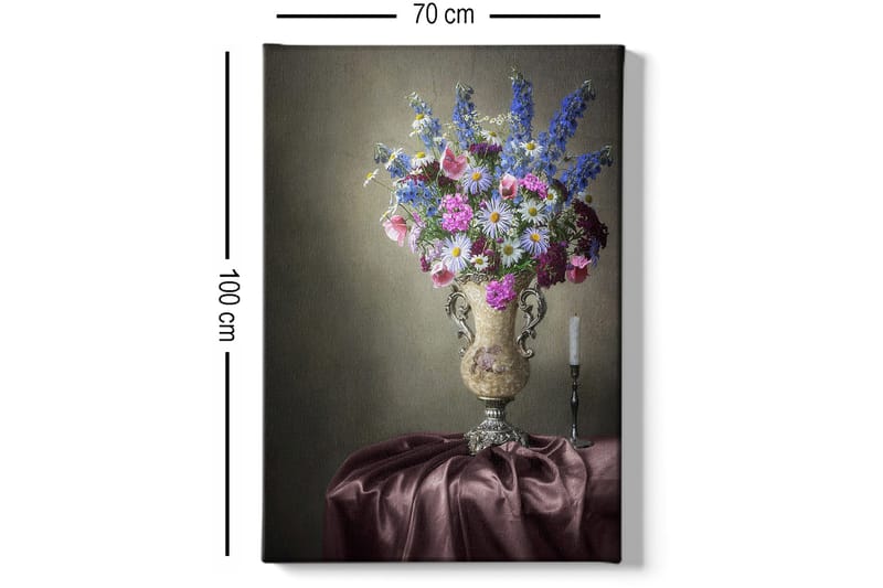 Canvastavla 70x100 cm - Vacker bukett med färgglada blommor i en elegant vas - Lila / Rosa / Blå - Inredning & dekor - Tavlor & konst - Canvastavla