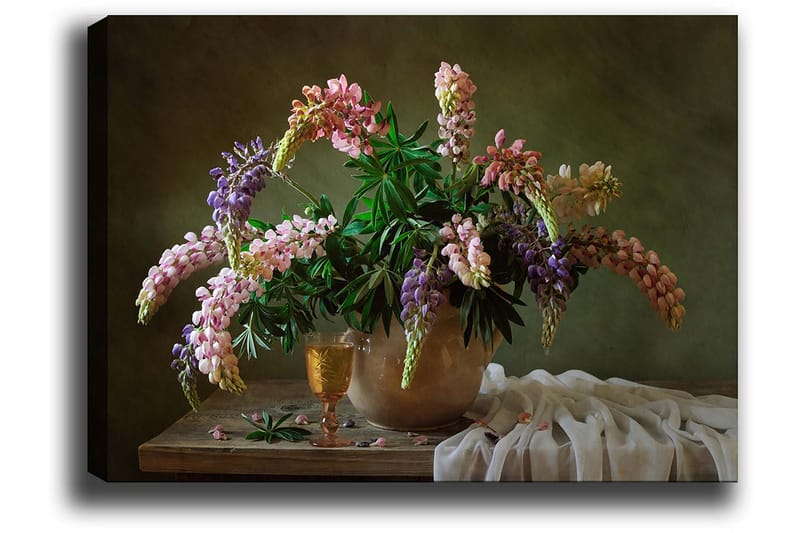 Canvastavla 70x100 cm - Vacker bukett med färgglada blommor i en kruka - Lila / Rosa / Grön - Inredning & dekor - Tavlor & konst - Canvastavla