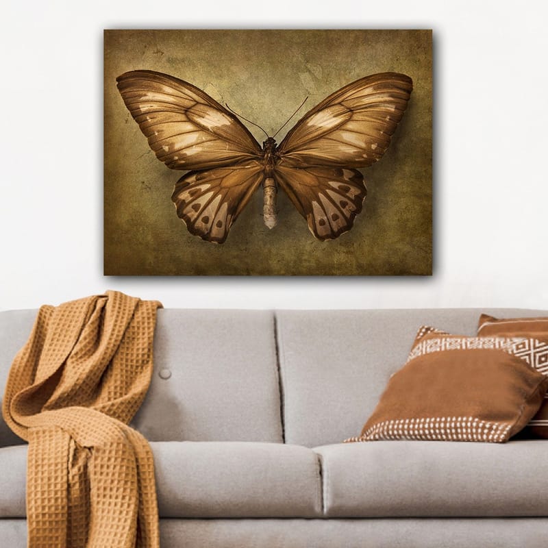 Canvastavla 70x100 cm - Vacker fjäril med detaljerade vingar i bruna och beige nyanser - Brun / Beige - Inredning & dekor - Tavlor & konst - Canvastavla