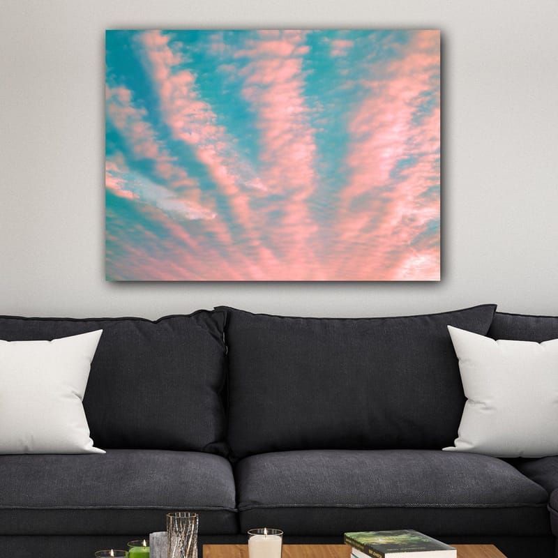 Canvastavla 70x100 cm - Vacker himmel med rosa och blå moln som sträcker sig över ytan - Rosa / Blå - Inredning & dekor - Tavlor & konst - Canvastavla