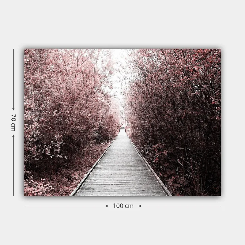 Canvastavla 70x100 cm - Väg som leder genom en skog av rosa träd - Rosa / Grå - Inredning & dekor - Tavlor & konst - Canvastavla