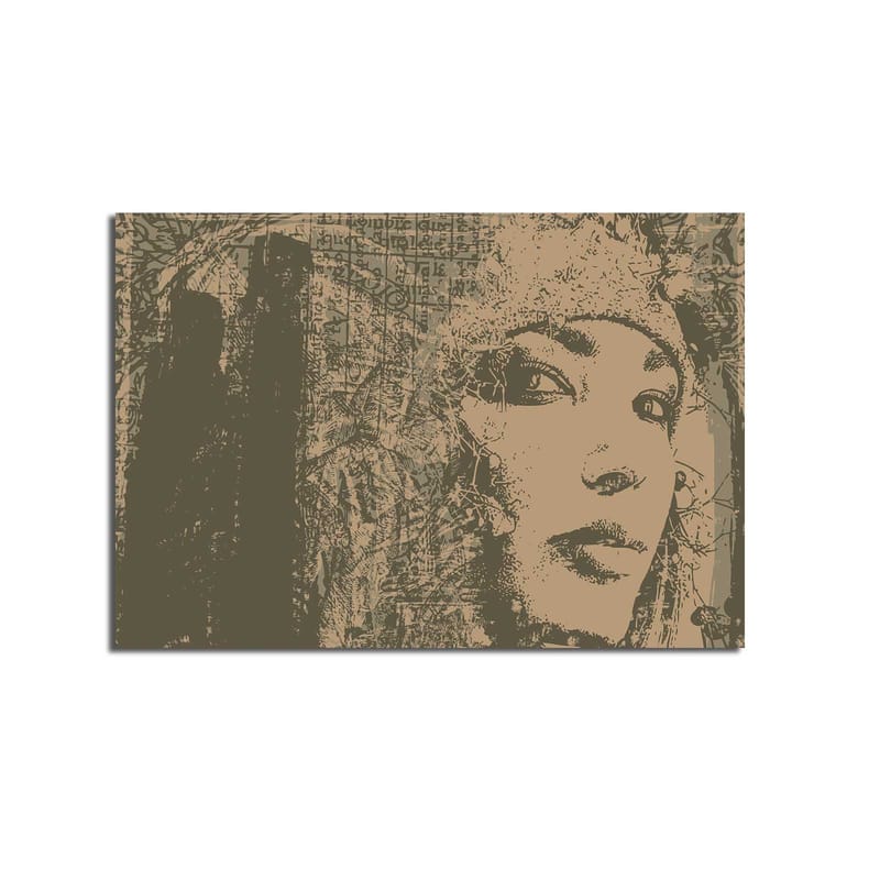 Canvastavla 70x100 cm - Porträtt av en kvinna med en mystisk och uttrycksfull blick - Beige / Brun - Inredning & dekor - Tavlor & konst - Canvastavla