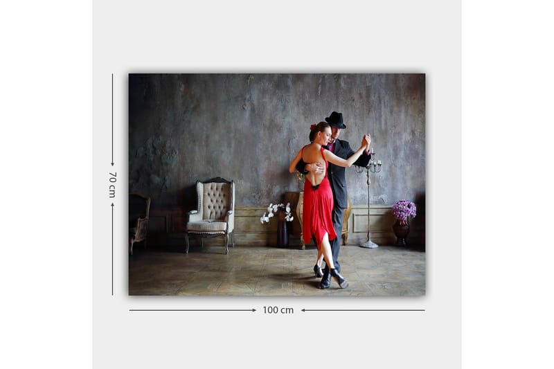 Canvastavla 70x100 cm - Passionerad tango mellan två dansare i elegant klädsel - Röd / Svart - Inredning & dekor - Tavlor & konst - Canvastavla