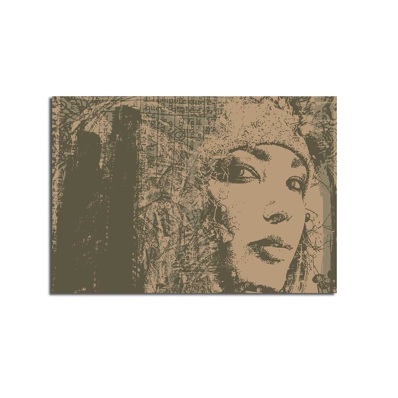 Canvastavla 70x100 cm - Porträtt av en kvinna med en mystisk och uttrycksfull blick - Beige / Brun - Inredning & dekor - Tavlor & konst - Canvastavla