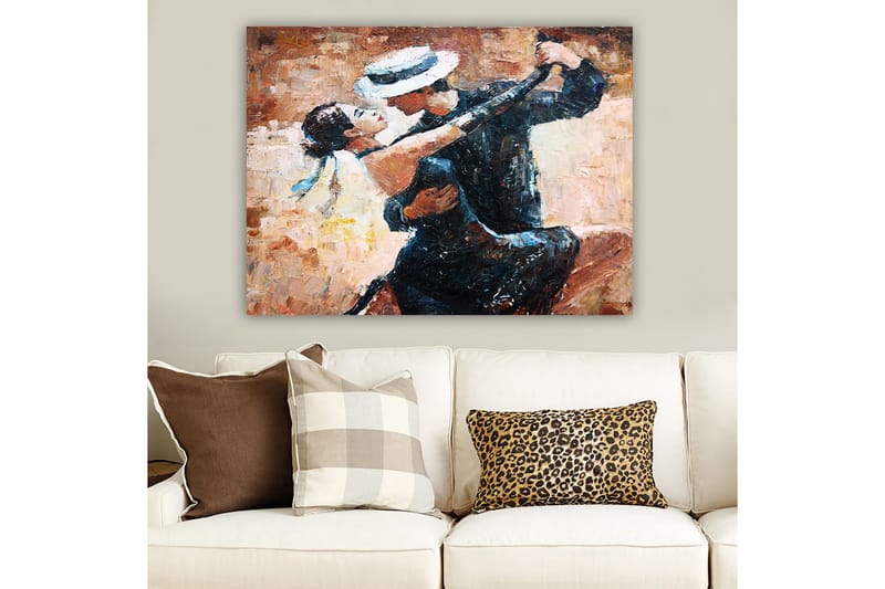 Canvastavla 70x100 cm - Passionerad tango mellan en man och en kvinna - Svart / Beige / Vit - Inredning & dekor - Tavlor & konst - Canvastavla