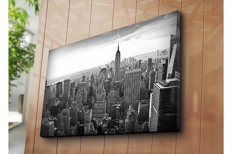 Canvastavla 70x100 cm - Panoramavy av New Yorks skyline med Empire State Building i fokus - Svart / Vitt / Grått - Inredning & dekor - Tavlor & konst - Canvastavla