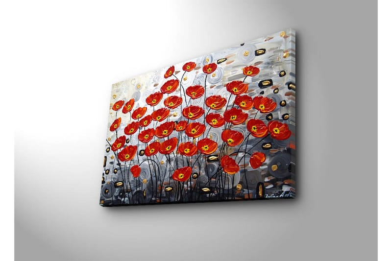 Canvastavla 70x45 cm - Färgrik bukett av vallmo i röd nyans - Röd / Svart / Grå - Inredning & dekor - Tavlor & konst - Canvastavla