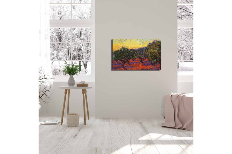 Canvastavla 70x45 cm - Olivlund under en färgstark himmel - Grön / Orange / Lila - Inredning & dekor - Tavlor & konst - Canvastavla