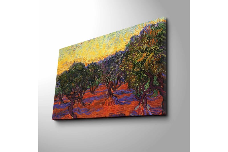 Canvastavla 70x45 cm - Olivlund under en färgstark himmel - Grön / Orange / Lila - Inredning & dekor - Tavlor & konst - Canvastavla