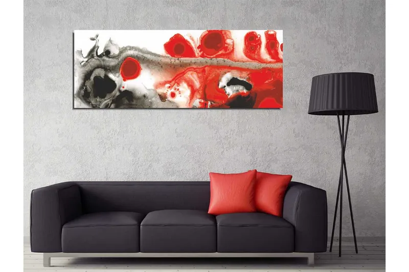 Canvastavla 80x30 cm - Abstrakt komposition med röda och svarta former - Röd / Svart / Vit - Inredning & dekor - Tavlor & konst - Canvastavla