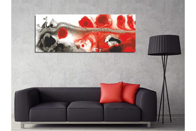 Canvastavla 80x30 cm - Abstrakt komposition med röda och svarta former - Röd / Svart / Vit - Inredning & dekor - Tavlor & konst - Canvastavla