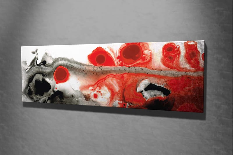 Canvastavla 80x30 cm - Abstrakt komposition med röda och svarta former - Röd / Svart / Vit - Inredning & dekor - Tavlor & konst - Canvastavla