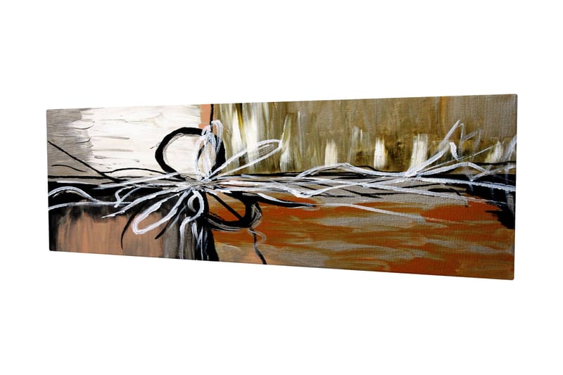 Canvastavla 80x30 cm - Abstrakt komposition med snören och former - Beige / Svart / Vit - Inredning & dekor - Tavlor & konst - Canvastavla