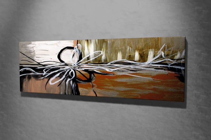 Canvastavla 80x30 cm - Abstrakt komposition med snören och former - Beige / Svart / Vit - Inredning & dekor - Tavlor & konst - Canvastavla