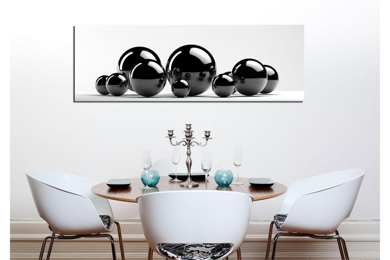 Canvastavla 80x30 cm - Reflekterande svarta sfärer i varierande storlekar - Svart / Grå - Inredning & dekor - Tavlor & konst - Canvastavla