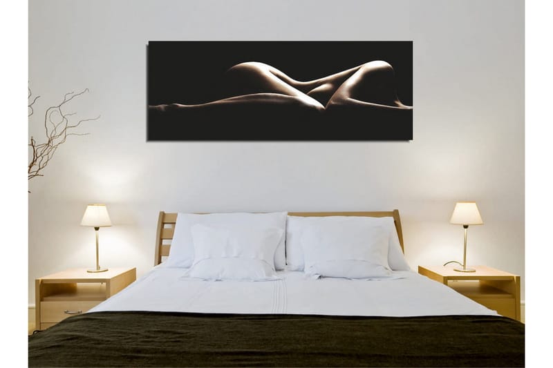 Canvastavla 80x30 cm - Sensuell komposition av nakna kroppar i mjuka former - Beige / Svart - Inredning & dekor - Tavlor & konst - Canvastavla