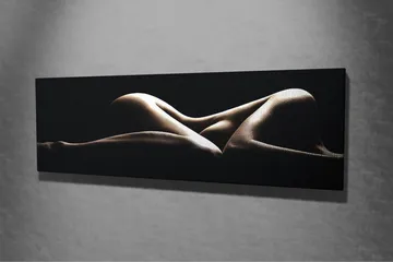 Canvastavla 80x30 cm - Sensuell komposition av nakna kroppar i mjuka former - Beige / Svart - Inredning & dekor - Tavlor & konst - Canvastavla