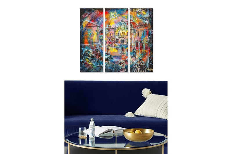 CANVASTAVLA Abstract 3-pack Flerfärgad 20x50 cm - Inredning & dekor - Tavlor & konst - Canvastavla