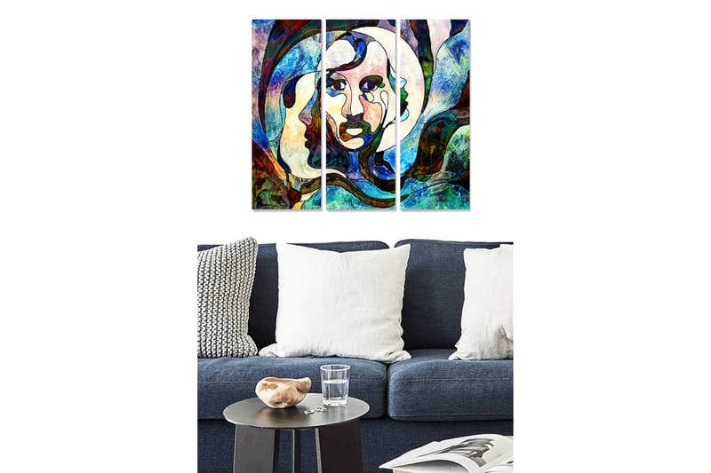 CANVASTAVLA Abstract 3-pack Flerfärgad 20x50 cm - Inredning & dekor - Tavlor & konst - Canvastavla