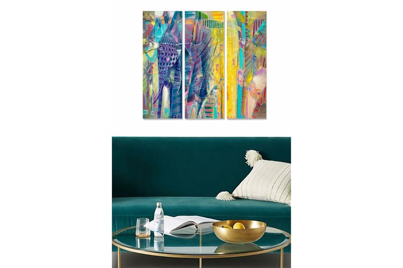 CANVASTAVLA Abstract 3-pack Flerfärgad 20x50 cm - Inredning & dekor - Tavlor & konst - Canvastavla