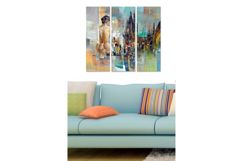 CANVASTAVLA Abstract 3-pack Flerfärgad 20x50 cm - Inredning & dekor - Tavlor & konst - Canvastavla