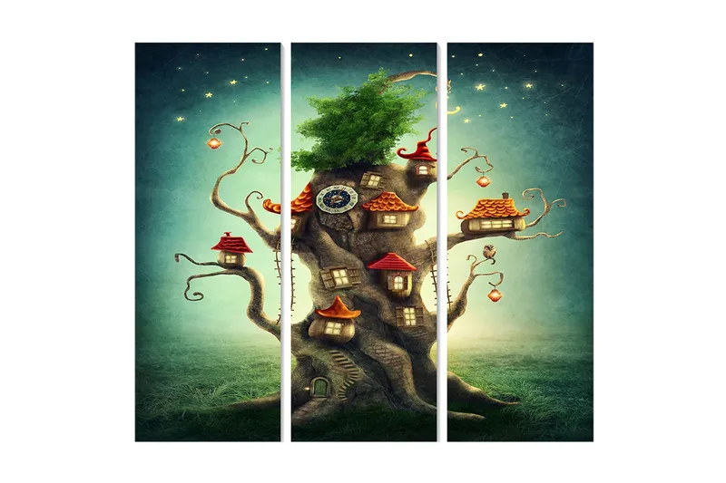 Canvastavla Abstract 3-pack Flerfärgad, 20x50 cm